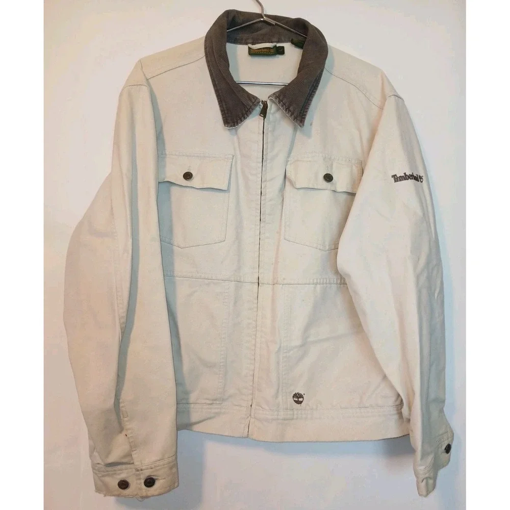 Vintage Timberland Barn Jacket Khaki Size L Weather Gear Field Chore Coat Y2K AC